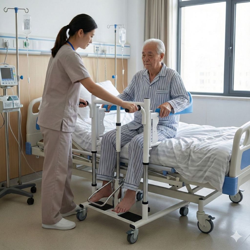 WINNERMED Patient Lift Transfer Chair for Elderly and Home, Portable Adjustable Height Lift Nursing Wheelchair WINNERMED Patient Lift Transfer Chair for Elderly and Home, Portable Adjustable Height Lift Nursing Wheelchair